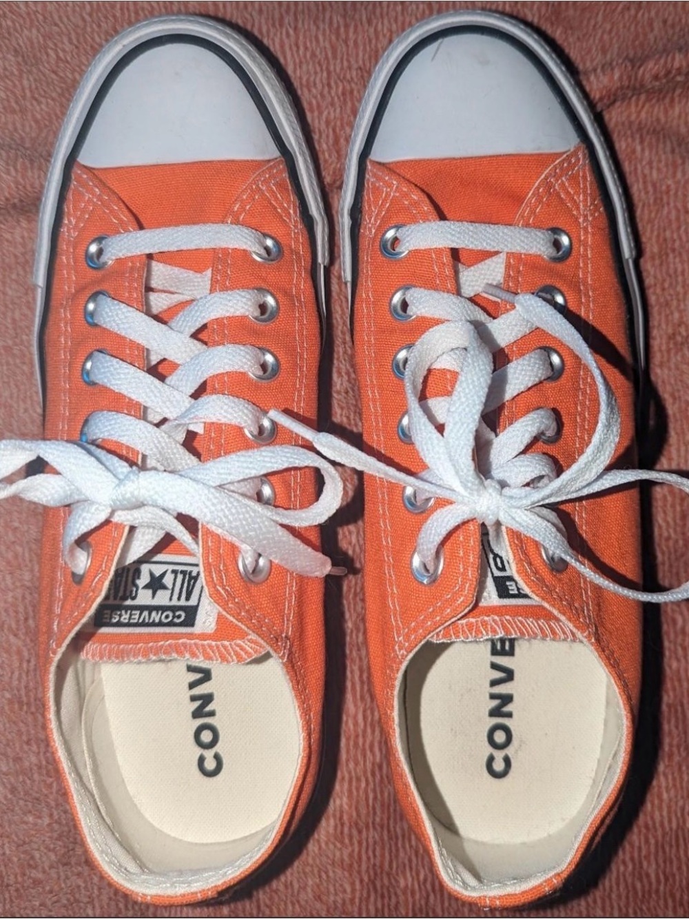 Converse Orange Canvas Low Top Sneakers
